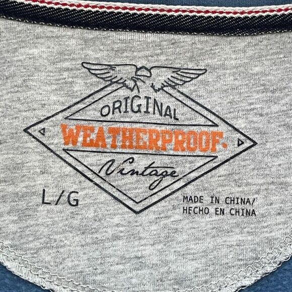 Weatherproof Vintage Quarter Zip Mock Neck Fleece Lined Sweater Blue Large - Picture 4 of 8